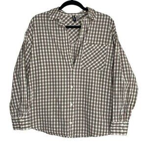H&M Divided Brown Plaid Oversized Cotton Lightweight Flannel XXS